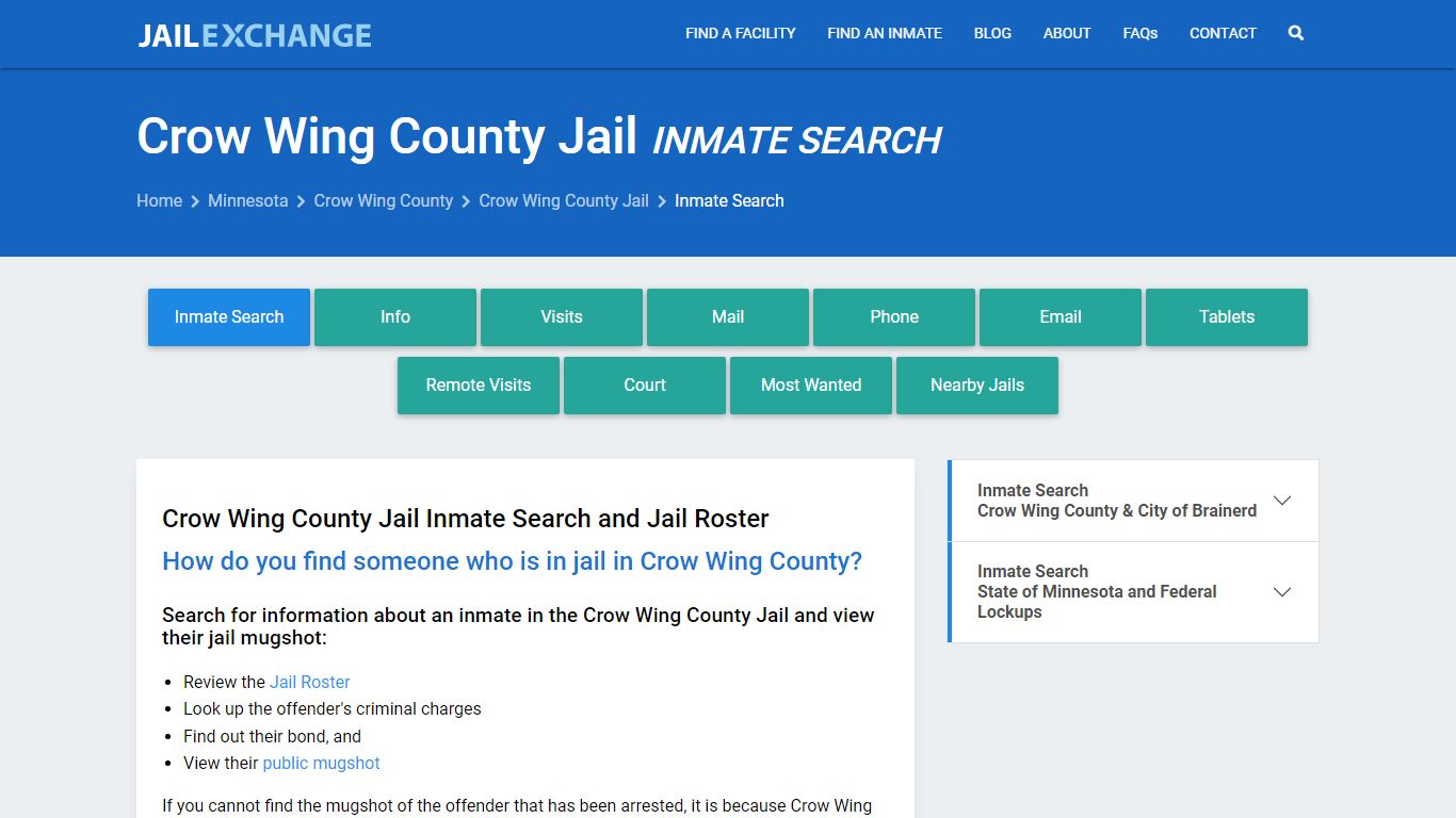 Crow Wing County Jail Inmate Search - Jail Exchange